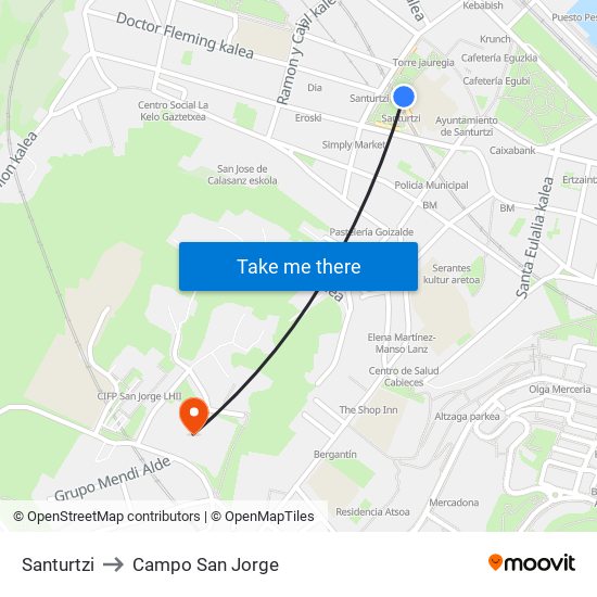 Santurtzi to Campo San Jorge map