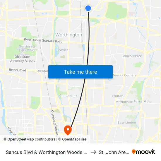 Sancus Blvd & Worthington Woods Blvd to St. John Arena map