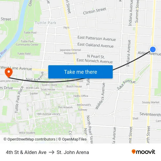 4th St & Alden Ave to St. John Arena map