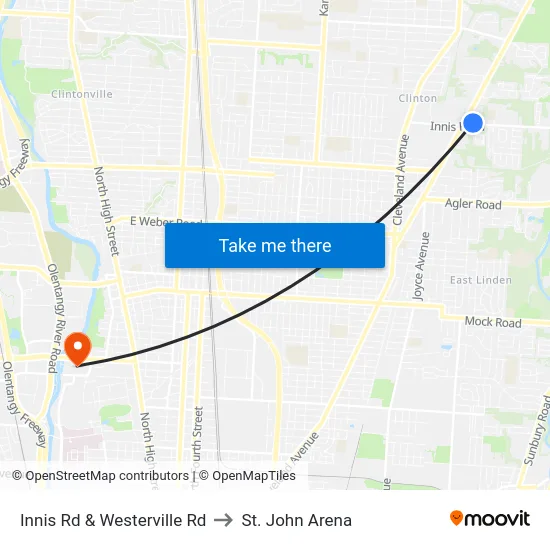 Innis Rd & Westerville Rd to St. John Arena map