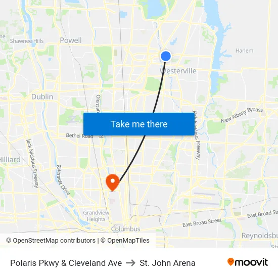 Polaris Pkwy & Cleveland Ave to St. John Arena map