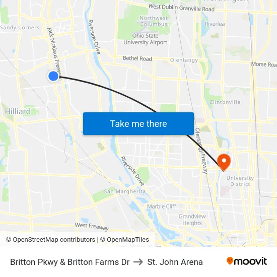 Britton Pkwy & Britton Farms Dr to St. John Arena map