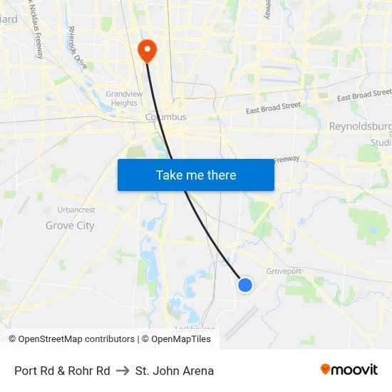 Port Rd & Rohr Rd to St. John Arena map