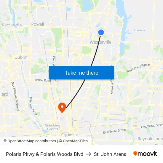 Polaris Pkwy & Polaris Woods Blvd to St. John Arena map