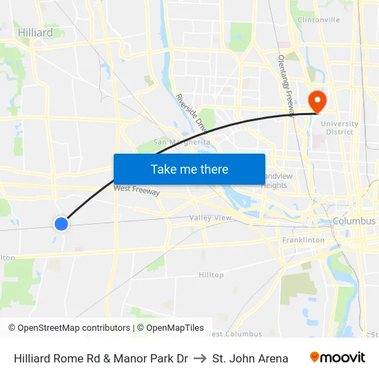 Hilliard Rome Rd & Manor Park Dr to St. John Arena map