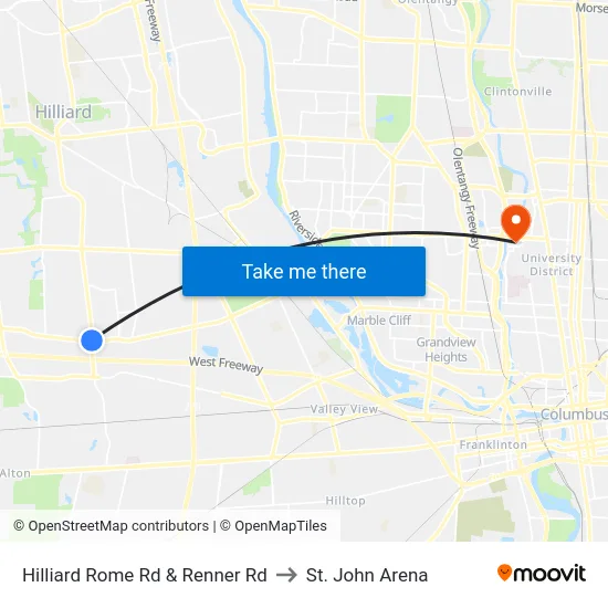 Hilliard Rome Rd & Renner Rd to St. John Arena map