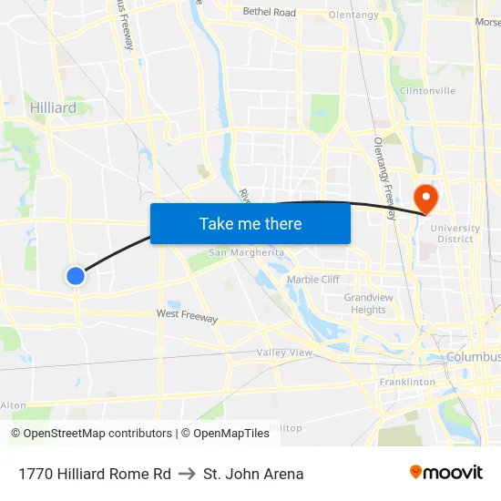 1770 Hilliard Rome Rd to St. John Arena map
