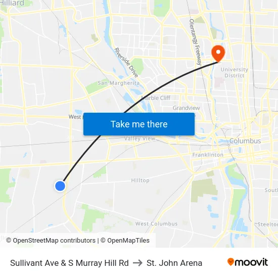 Sullivant Ave & S Murray Hill Rd to St. John Arena map
