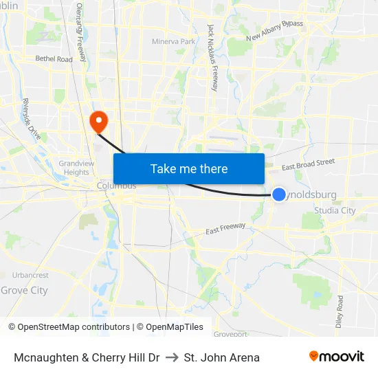 Mcnaughten & Cherry Hill Dr to St. John Arena map