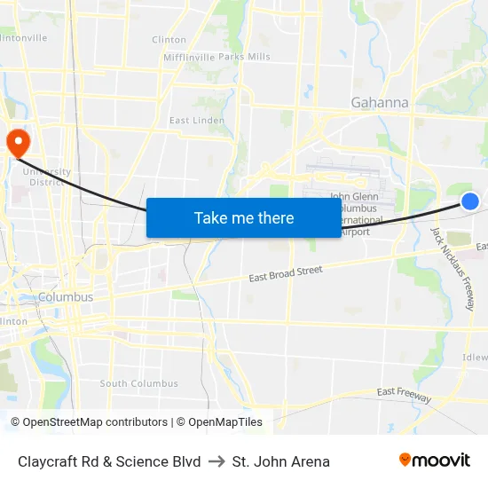 Claycraft Rd & Science Blvd to St. John Arena map