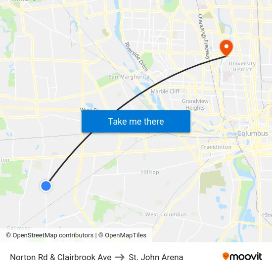 Norton Rd & Clairbrook Ave to St. John Arena map