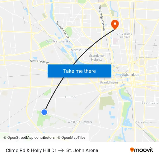 Clime Rd & Holly Hill Dr to St. John Arena map