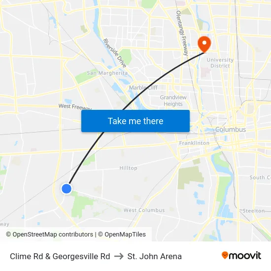 Clime Rd & Georgesville Rd to St. John Arena map