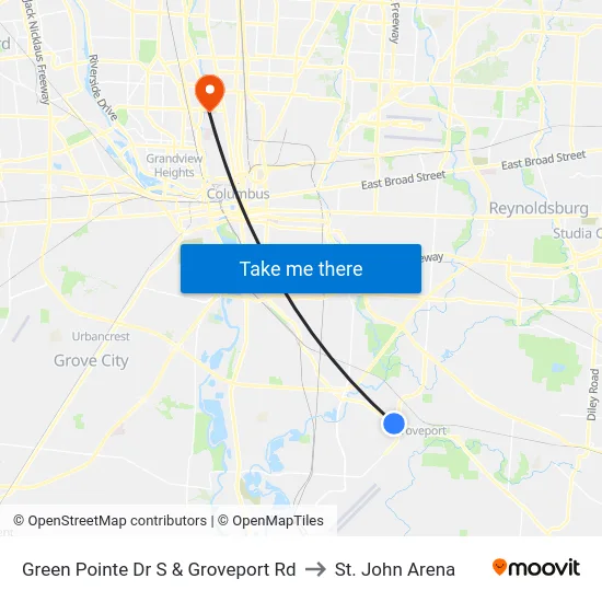 Green Pointe Dr S & Groveport Rd to St. John Arena map