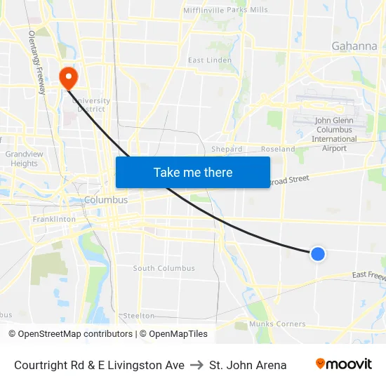 Courtright Rd & E Livingston Ave to St. John Arena map
