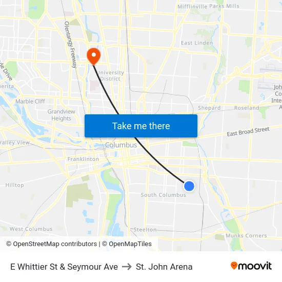 E Whittier St & Seymour Ave to St. John Arena map