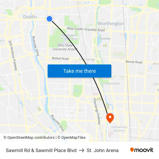 Sawmill Rd & Sawmill Place Blvd to St. John Arena map