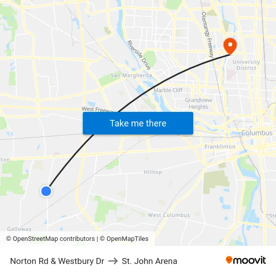 Norton Rd & Westbury Dr to St. John Arena map