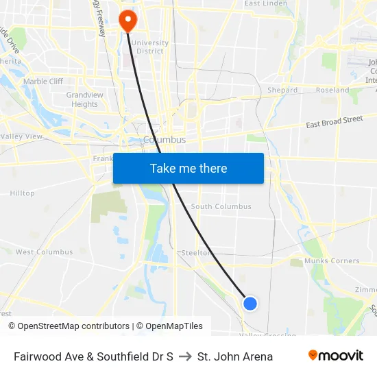 Fairwood Ave & Southfield Dr S to St. John Arena map