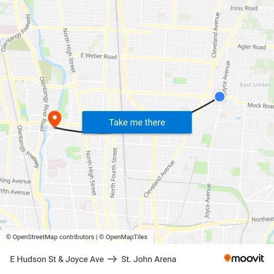 E Hudson St & Joyce Ave to St. John Arena map