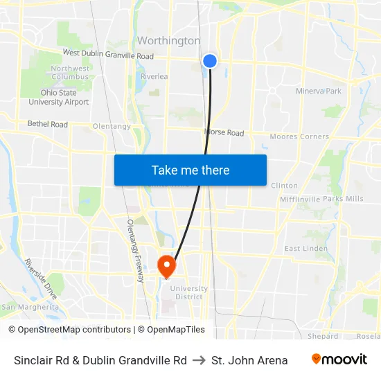 Sinclair Rd & Dublin Grandville Rd to St. John Arena map