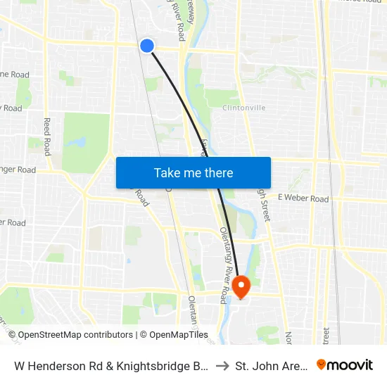 W Henderson Rd &  Knightsbridge Blvd to St. John Arena map