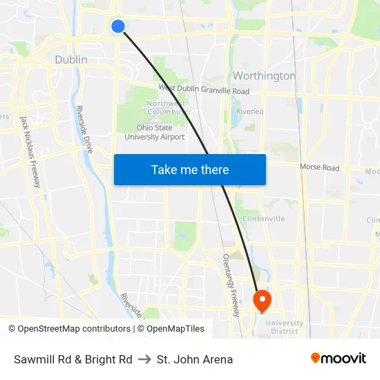 Sawmill Rd & Bright Rd to St. John Arena map