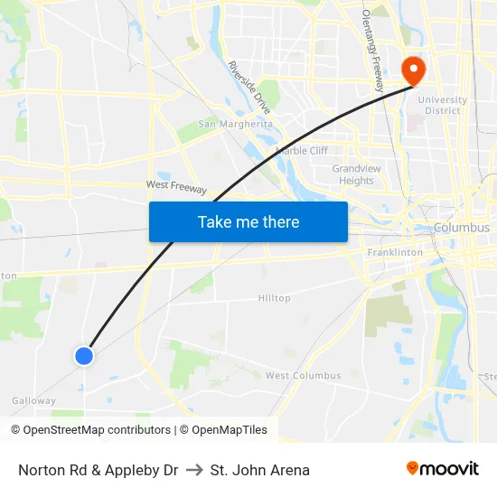 Norton Rd & Appleby Dr to St. John Arena map