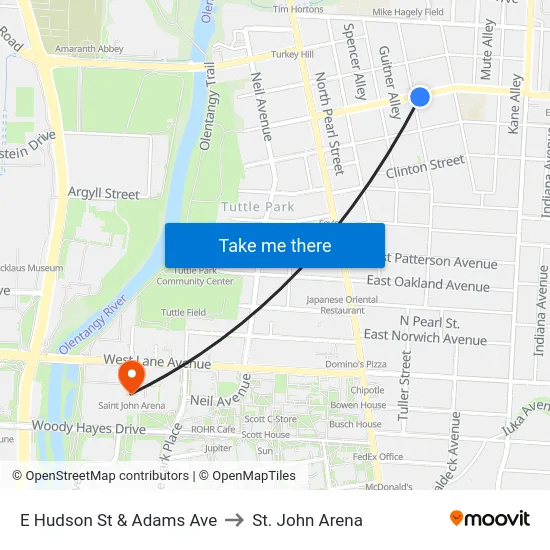 E Hudson St & Adams Ave to St. John Arena map
