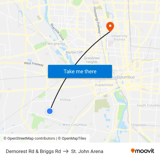 Demorest Rd & Briggs Rd to St. John Arena map