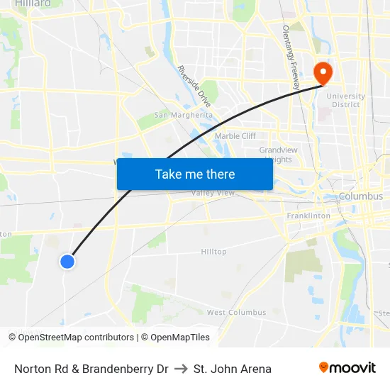 Norton Rd & Brandenberry Dr to St. John Arena map