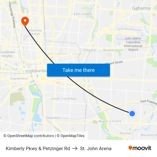 Kimberly Pkwy & Petzinger Rd to St. John Arena map