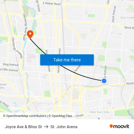 Joyce Ave & Bliss St to St. John Arena map