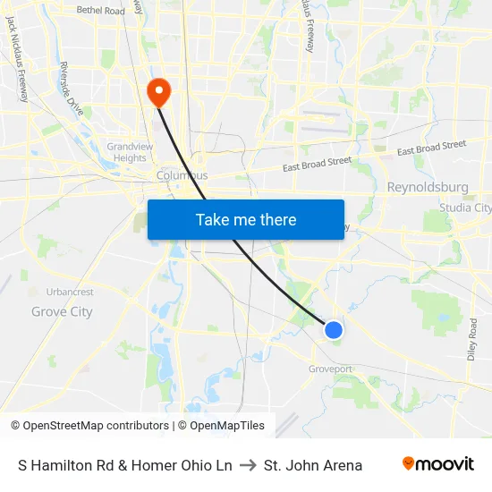 S Hamilton Rd & Homer Ohio Ln to St. John Arena map
