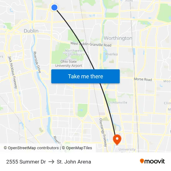 2555 Summer Dr to St. John Arena map