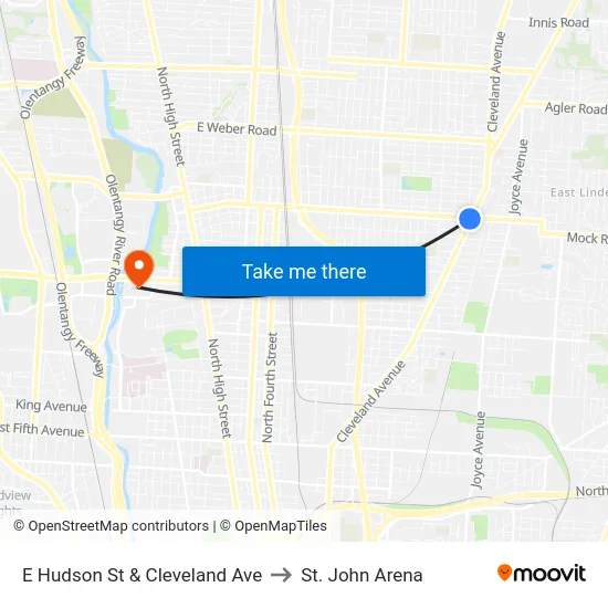 E Hudson St & Cleveland Ave to St. John Arena map