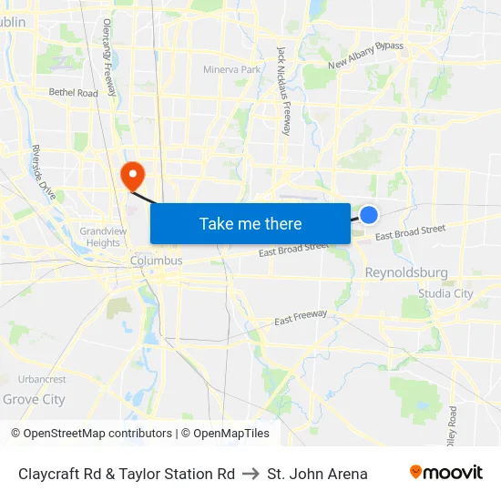 Claycraft Rd & Taylor Station Rd to St. John Arena map