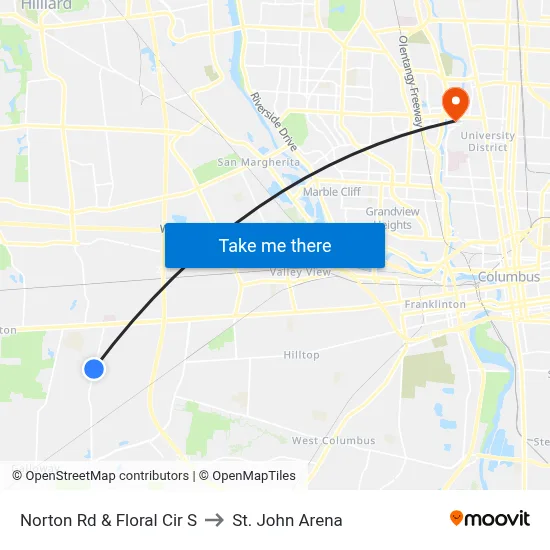 Norton Rd & Floral Cir S to St. John Arena map