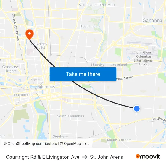 Courtright Rd & E Livingston Ave to St. John Arena map