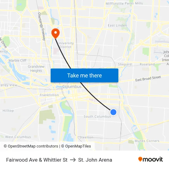 Fairwood Ave & Whittier St to St. John Arena map