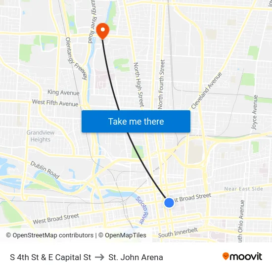 S 4th St & E Capital St to St. John Arena map