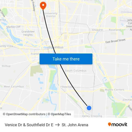 Venice Dr & Southfield Dr E to St. John Arena map