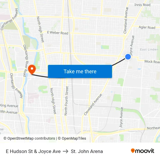 E Hudson St & Joyce Ave to St. John Arena map