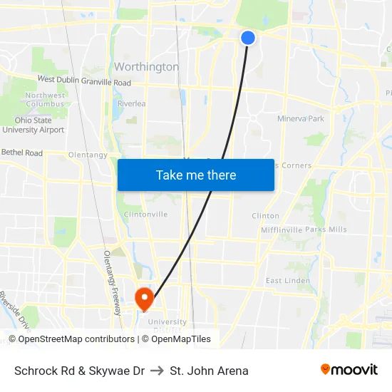 Schrock Rd & Skywae Dr to St. John Arena map