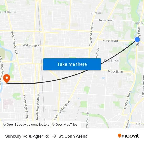 Sunbury Rd & Agler Rd to St. John Arena map