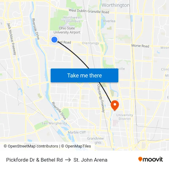 Pickforde Dr & Bethel Rd to St. John Arena map