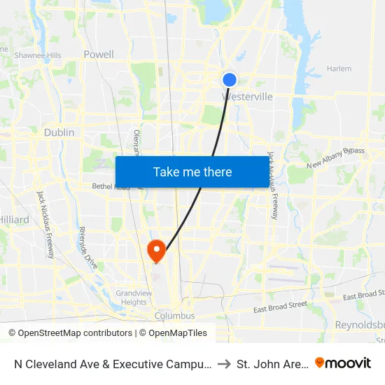 N Cleveland Ave & Executive Campus Dr to St. John Arena map