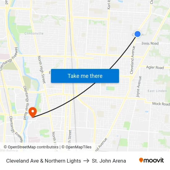 Cleveland Ave & Northern Lights to St. John Arena map