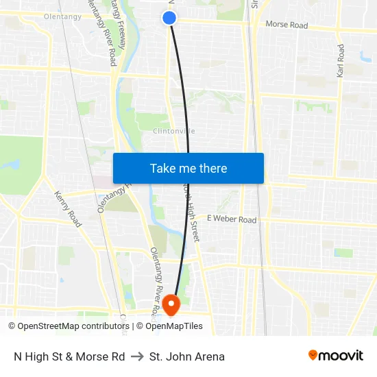 N High St & Morse Rd to St. John Arena map
