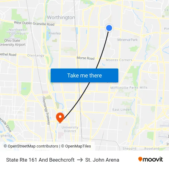 State Rte 161 And Beechcroft to St. John Arena map